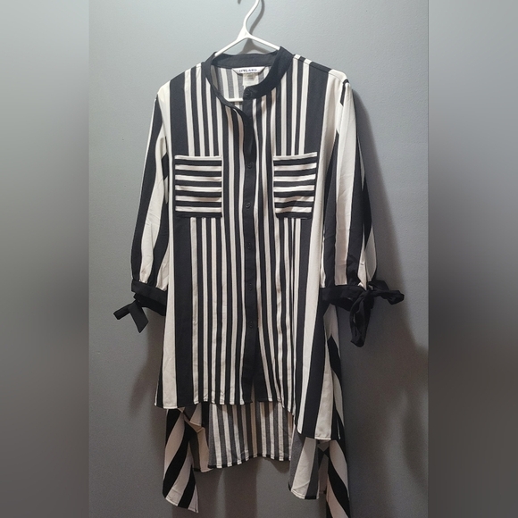 Nygard Black and White Striped Shirt L - Picture 1 of 8